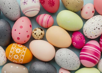 multi coloured painted eggs